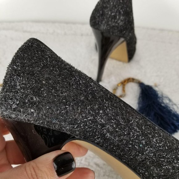 NINE WEST Womens sz 8《265》glitter peep toe pumps - Picture 4 of 9